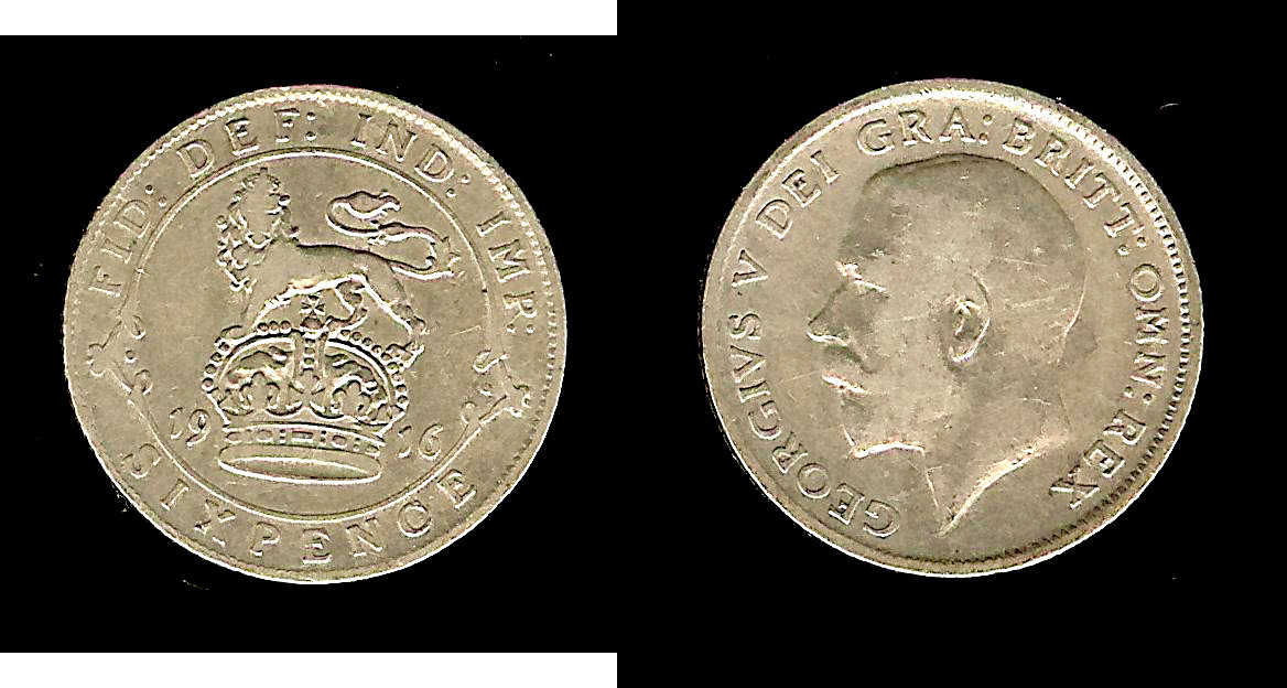 ROYAUME-UNI 6 Pence George V 1916 TTB-
